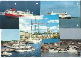 Laivoja, satamia  - laivapostikortti postikortti 5 kpl