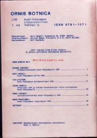 Ornis Botnica 1/1985. Lintutieteellinen julkaisu.  Keski-Pohjanmaan Lintutieteellinen yhdistys