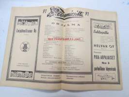 Hopeatorvet 1943 nr 34 - Asemiesilta 71, Messuhalli 26.8.1943 -ohjelmalehtinen ja lukemisto, sisältää mm; Aune Antti, Lea Mattila, pakinoita,