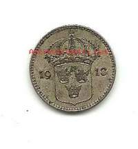 Ruotsi 10 öre hopeaa 1918  Gustav V  -  kolikko