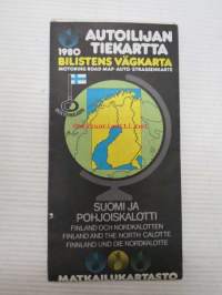 Autoilijan tiekartta 1982 Suomi ja Pohjoiskalotti - Finland och Norkalotten - Finland and the North Calotte - Finnland und die Nordkalotte