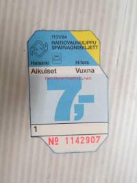 Helsinki / Liikennelaitos / HKL - HST / YTV - 1994 Raitiovaunulippu Aikuiset nr 1142907 -matkalippu