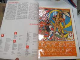 De Olympiske Lekers historia i tretten plakater 1912-1968 -Olympiakisojen julisteet jäljennöksinä (irtonaiset sellofaanilehden alla), julisteet kokoa 25 x 35 cm.