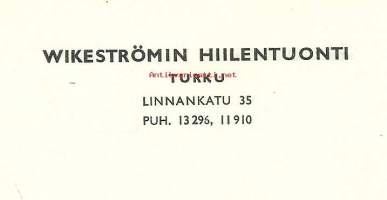 Wikeströmin Hiilentuonti Turku 1956  -  firmalomake