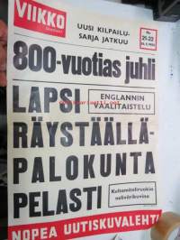 Viikko Sanomat nr 21-22, 26.5.1955 mainosjuliste / &quot;lööppi&quot; -800-vuotias juhli, Lapsi räystäällä - palokunta pelasti, Kultamitaliruokia nelivärikuvina