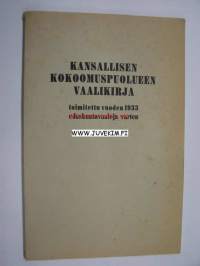 Kansallisen Kokoomuspuolueen vaalikirja 1933