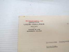 Osakeyhtiö Lauri Hallman, Kotka, 15.6.1934 -asiakirja