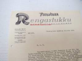 Firestone Rengastukku J. Korpivaara ja kumpp., Helsinki 12.9.1933 -asiakirja