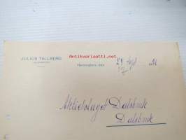 Julius Tallberg, Helsingfors, 24.9.1921 -asiakirja