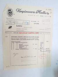 Korpivaara &amp; Halla Oy, Helsinki 9.7.1938 -asiakirja / korjauslasku Sudebaker Dictator rek nr T-5236 Littoinen Oy edustusauto