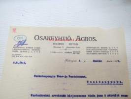 Osakeyhtiö Agros, Helsinki &amp; Pietari 6.3.1909 -asiakirja