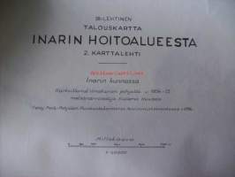 Talouskartta  Inarin hoitoalueesta 2. karttalehti/ 18 Inarin kunnassa kartoittanut ilmakuvien pohjalta 1954 -55 metsänarvostelija Kullervo Kuusela / kartta 73 x100