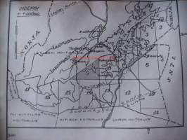 Talouskartta  Inarin hoitoalueesta 9. karttalehti/ 18 Inarin kunnassa kartoittanut ilmakuvien pohjalta 1957 metsänarvostelija Kullervo Kuusela / kartta 73 x100 cm