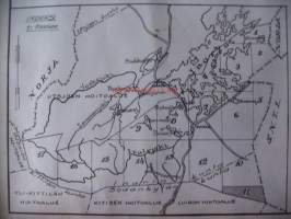 Talouskartta  Inarin hoitoalueesta 11. karttalehti/ 18 Inarin kunnassa kartoittanut ilmakuvien pohjalta 1957 metsänarvostelija Kullervo Kuusela / kartta 73 x100 cm