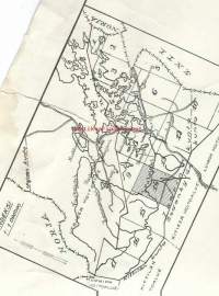 Talouskartta  Inarin hoitoalueesta 14. karttalehti/ 18 Inarin kunnassa kartoittanut ilmakuvien pohjalta 1957 metsänarvostelija Kullervo Kuusela / kartta 73 x100 cm