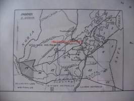 Talouskartta  Inarin hoitoalueesta 17. karttalehti/ 18 Inarin kunnassa kartoittanut ilmakuvien pohjalta 1957 metsänarvostelija Kullervo Kuusela / kartta 73 x100 cm