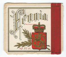 Fennia   - tupakkaetiketti  tupakkiaskin kansi valmistettu 1892.1941
