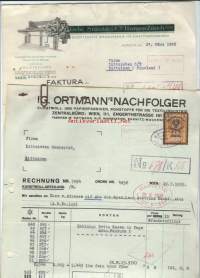 IG Ortman&amp;#180;s Nachfolger Saksa ja Gebr Stäubli Itävalta 1935 - firmalomake 2 kpl