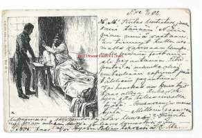 Döbeln Juuttaalla Vänrikki Stoolin tarinoista sign Albert Edelfelt - sotilaspostikortti kulkenut 1902