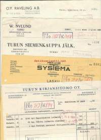 Turkulaisia firmalomakkeita 1935 - firmalomake 5 kpl