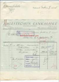 Hallströmin Lankaliike Uusikaupunki 1935  - firmalomake 2 kpl
