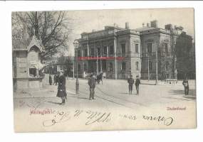 Studenthuset  - paikkakuntapostikortti kulk 1906 merkki pois