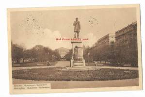 Helsinki Runebergin Esplanaati  - paikkakuntapostikortti kulk 1911 Tukholmaan
