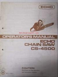 Echo chain saw CS-4500 Operator&#039;s manual -käyttäjän käsikirja ja varaosaluettelo