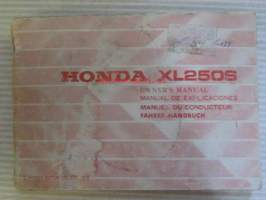 Honda XL250S Owner&#039;s manual -omistajan käsikirja