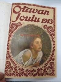 Otava - Kuvallinen kuukauslehti 1913 -sidottu vuosikerta, sisältää runsaasti mielenkiintoisia artikkeleita eri aihepiireistä, painokuvia, kannet sidottu tässä