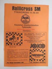 Rallicross SM - Tykkicross 11.10.1981 Kouvola -käsiohjelma