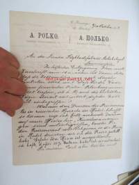 A. Polko (Grosse Italijanskaja 15, St. Petersburg), 8 /20.10.1892 -liikekirje -business letter