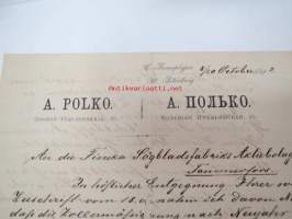 A. Polko (Grosse Italijanskaja 15, St. Petersburg), 8 /20.10.1892 -liikekirje -business letter