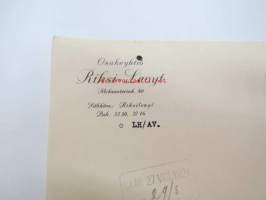 Oy Riksi-Levyt, Helsinki, 26.8.1924 -liikekirje -business letter