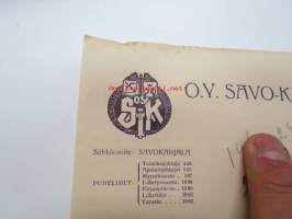 Oy Savo-Karjalan Tukkuliike, Viipuri, 18.10.1922 -liikekirje / asiakirja