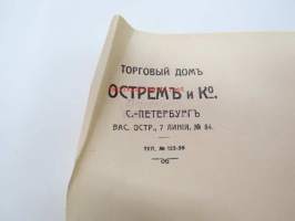 Torgovui Dom Ostrem (Åström) i Ko - Vasili Ostrov -  St. Peterburg (Pietari) 28.10.1915 -liikekirje / asiakirja