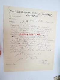 Punttulankosken Saha ja Jauhomylly Osakeyhtiö, Lohiluoma, 14.2.1924 -liikekirje / asiakirja (allekirjoitus J. Wiertola)