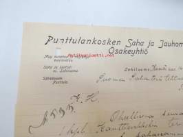 Punttulankosken Saha ja Jauhomylly Osakeyhtiö, Lohiluoma, 16.6.1924 -liikekirje / asiakirja (allekirjoitus J. Krekola)