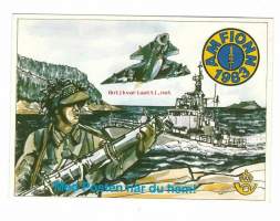 Ruotsalainen kenttäpostikortti Amfionn 1983 laivaaiheinen  lentokone aiheinen postikortti - lentokonepostikortti  kulkematon