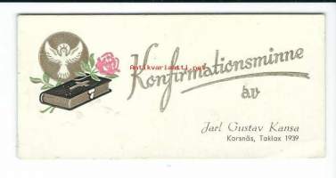 Konfirmationsminne 1939 kohopaino  pienoiskortti  - postikortti