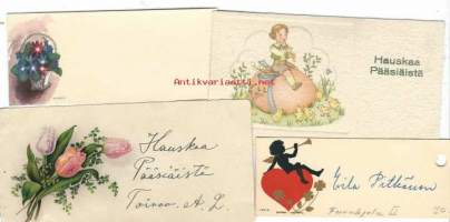 Vanhoja Pääsiäiskortti yms   pienoiskortteja 4 eril  - postikortti