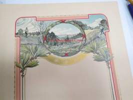 Kunniakirja, maatalous-aihe, käyttämätön, arviolta 1920-lukuinen, painanut Turun Kivipaino
