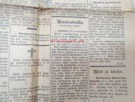 Turun Lehti 7.12.1893 (nr 143) &quot;Tuorstaina Joulukuun 7 pnä.&quot; Sis. mm. Paloviinan hankinta tarjospyyntö, Jokioisilla &quot;Wiimis lauwantai-iltana oli kowa lumipyry