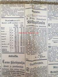 Turun Lehti 7.12.1893 (nr 143) &quot;Tuorstaina Joulukuun 7 pnä.&quot; Sis. mm. Paloviinan hankinta tarjospyyntö, Jokioisilla &quot;Wiimis lauwantai-iltana oli kowa lumipyry