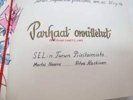 Yrjö Sirolan Säätiö -adressikannet + onnittelulehti Turun Tupakkatyöläisten am. os. 31 ry:lle