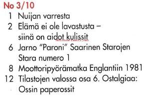 Huimapyörä 3/2010. Veteraanimoottoripyöräklubin jäsenlehti.  Katso sisällysluettelo kuvasta.
