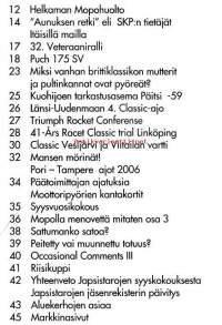Huimapyörä 5/2006. Veteraanimoottoripyöräklubin jäsenlehti.  Katso sisällysluettelo kuvasta.