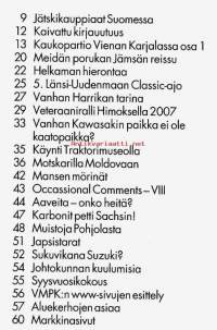Huimapyörä 5/2007. Veteraanimoottoripyöräklubin jäsenlehti.  Katso sisällysluettelo kuvasta.