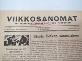 Viikko-Sanomat (Yleistajuinen talouspoliittinen viikkolehti) 1940 nr 31-32, ilmestynyt 28.8.1940