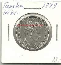 Tanska 10 kr 1979  Margarethe II  -  kolikko